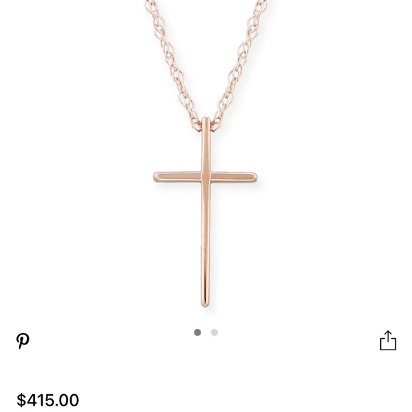 Solid 14k Rose Gold Cross Necklace - Picture 5 of 5